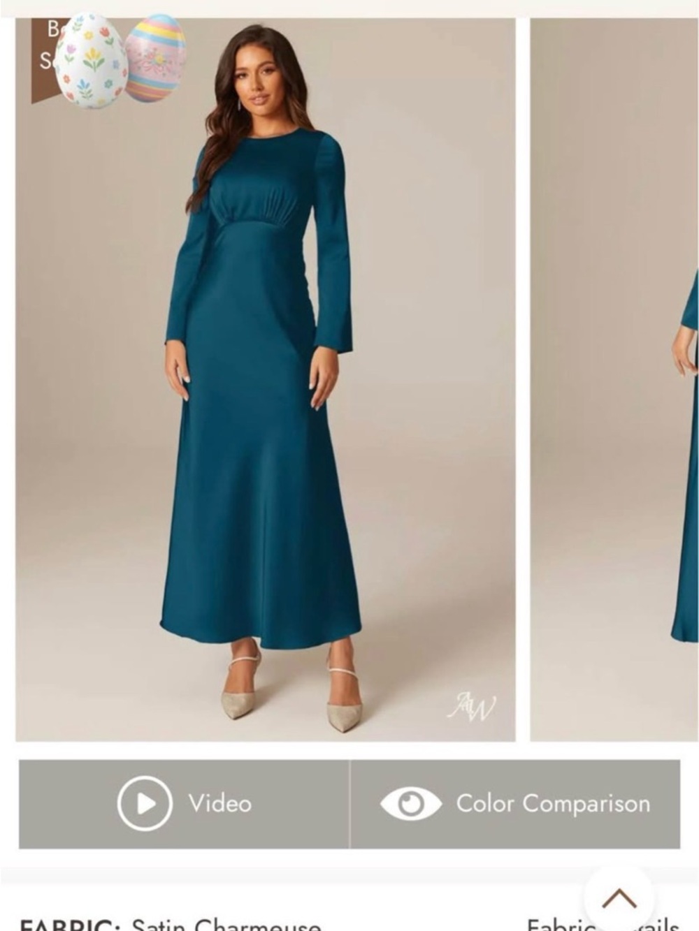 Long Sleeve Teal Satin Maxi Dress